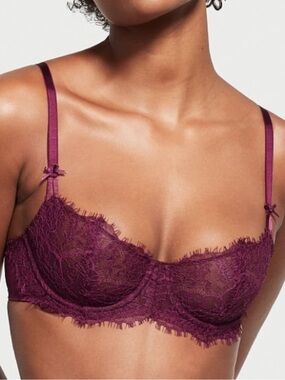 Victoria's Secret Dream Angels Wicked Unlined Lace Balconette Bra Purple 34B